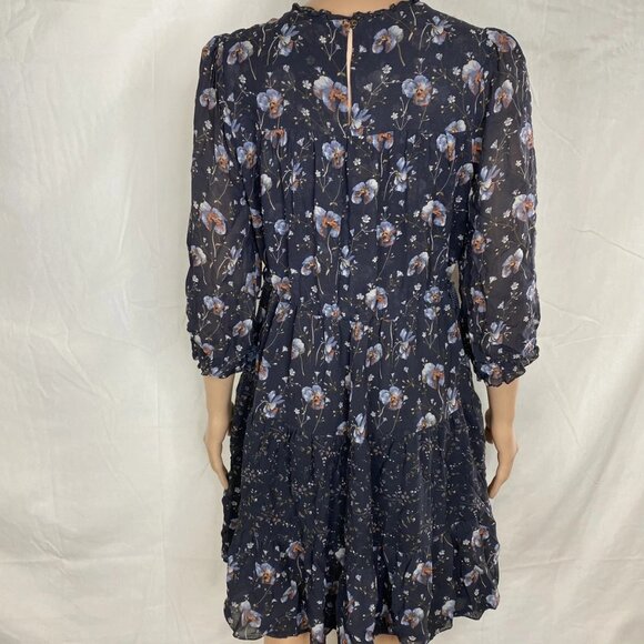 NEW ULLA JOHNSON Women's Abri Tiered Silk Mini Dress Navy Floral Size 2 - Picture 7 of 15